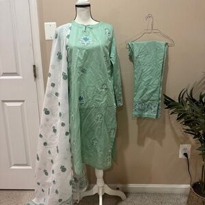 Mint Green Embroidered Salwar Kameez Set